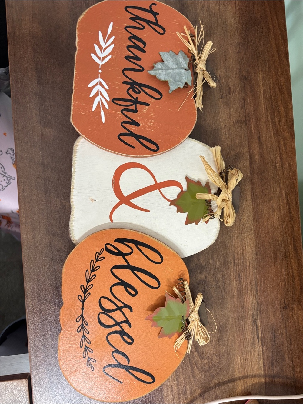 Hobby Lobby Orange, White & Green Pumpkin Trio Wall Decor